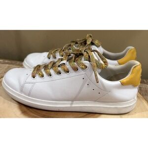 Tory Burch Howell‎ Court White GoldFinch White Yellow Leather Sneakers 7.5